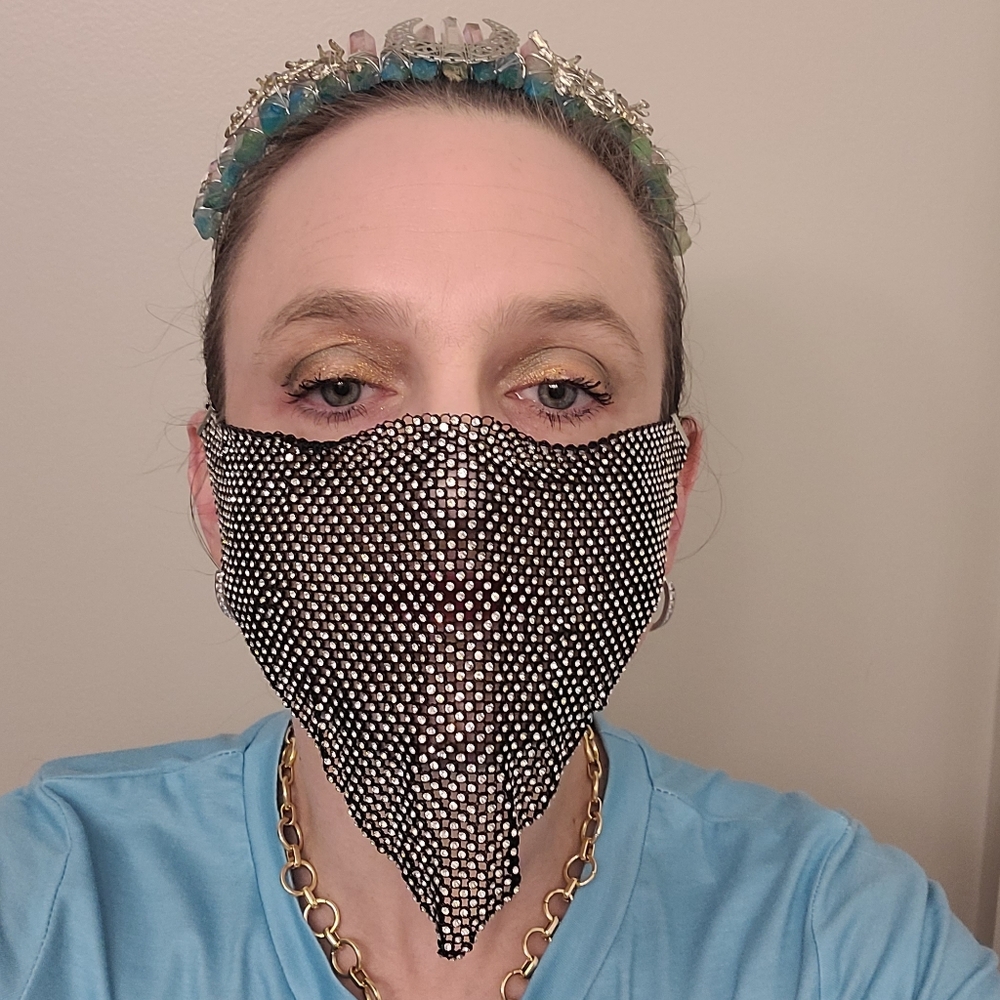 Crystal Triangle Belly Dancer Black Facemask